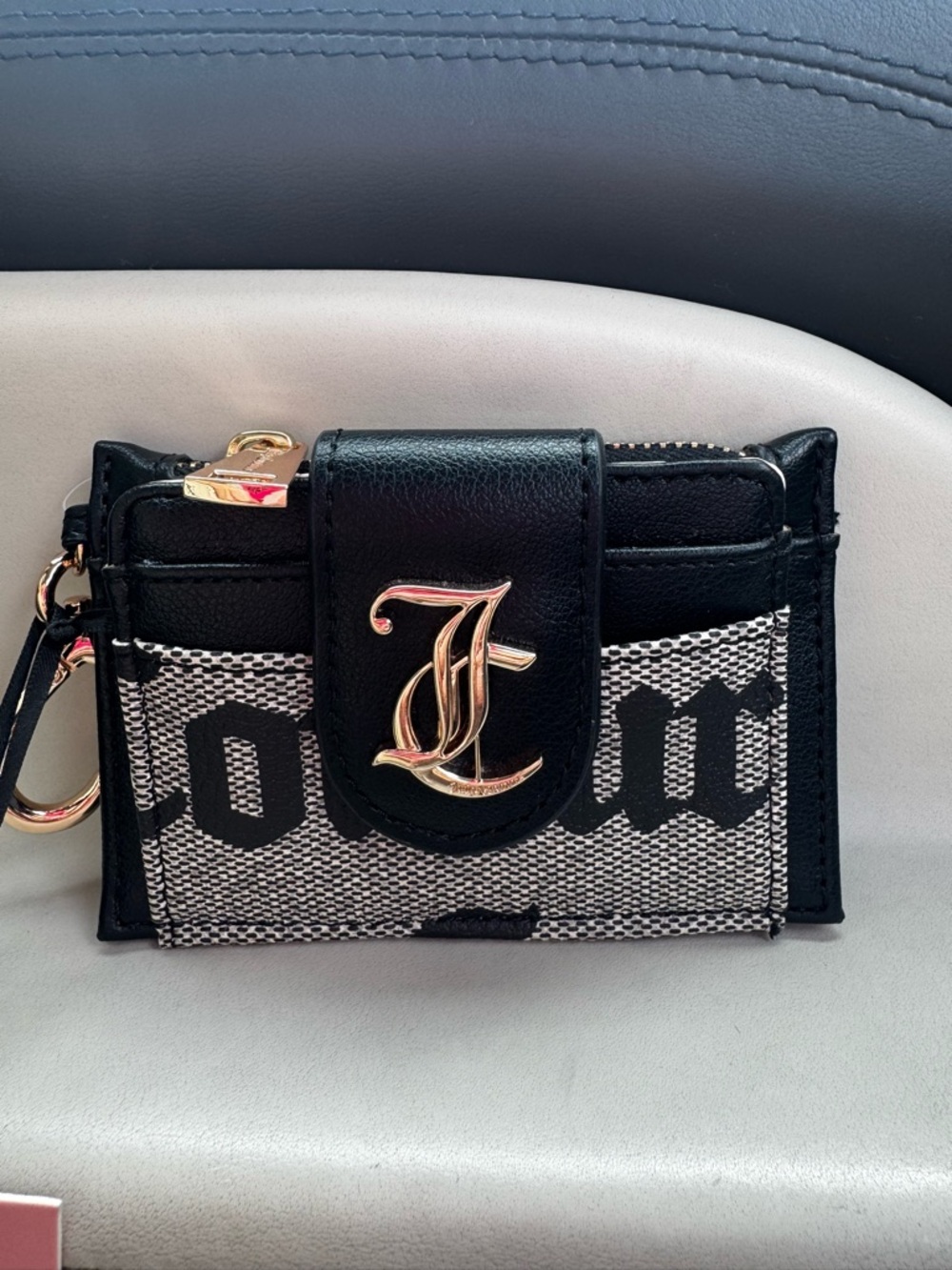 Juicy couture Card Holder Wallet Keychain Black Logo Mini Wallet Go